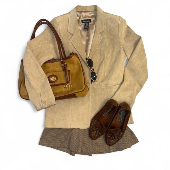 Denim & Co. Jackets & Blazers - vtg 80s 90s western preppy academia suede leather blazer